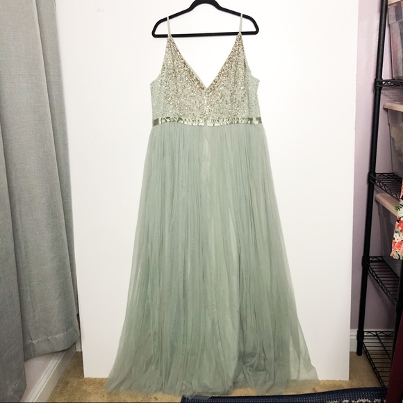 BHLDN Anthropologie Avery Beaded Tulle Gown Dress - Picture 6 of 9